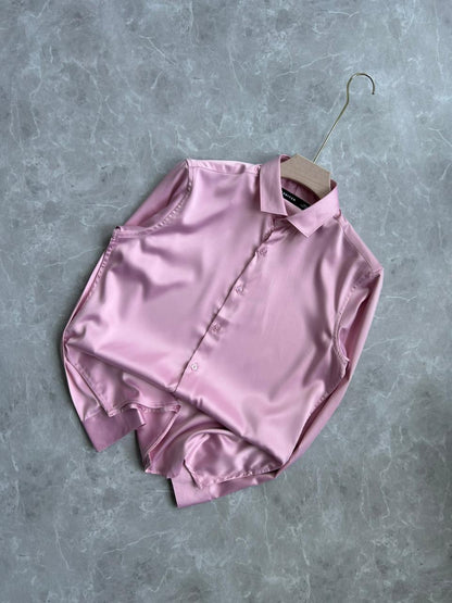 PINK SATIN SHIRT