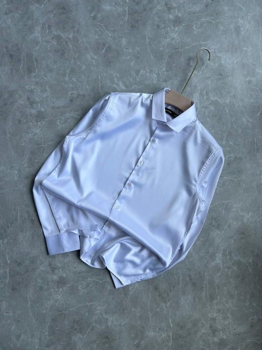WHITE SATIN SHIRT