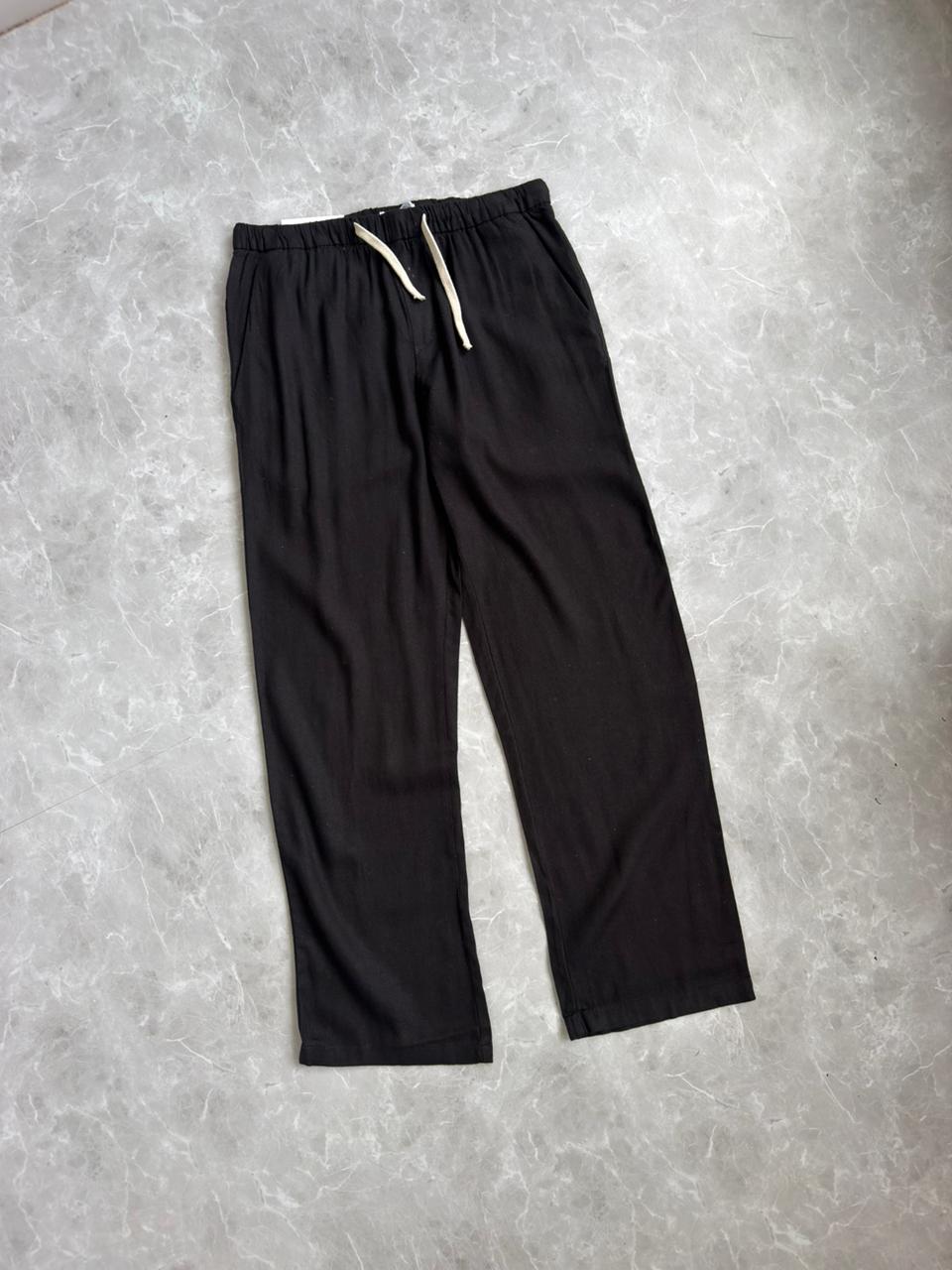 BLACK RELAX LINEN TROUSERS
