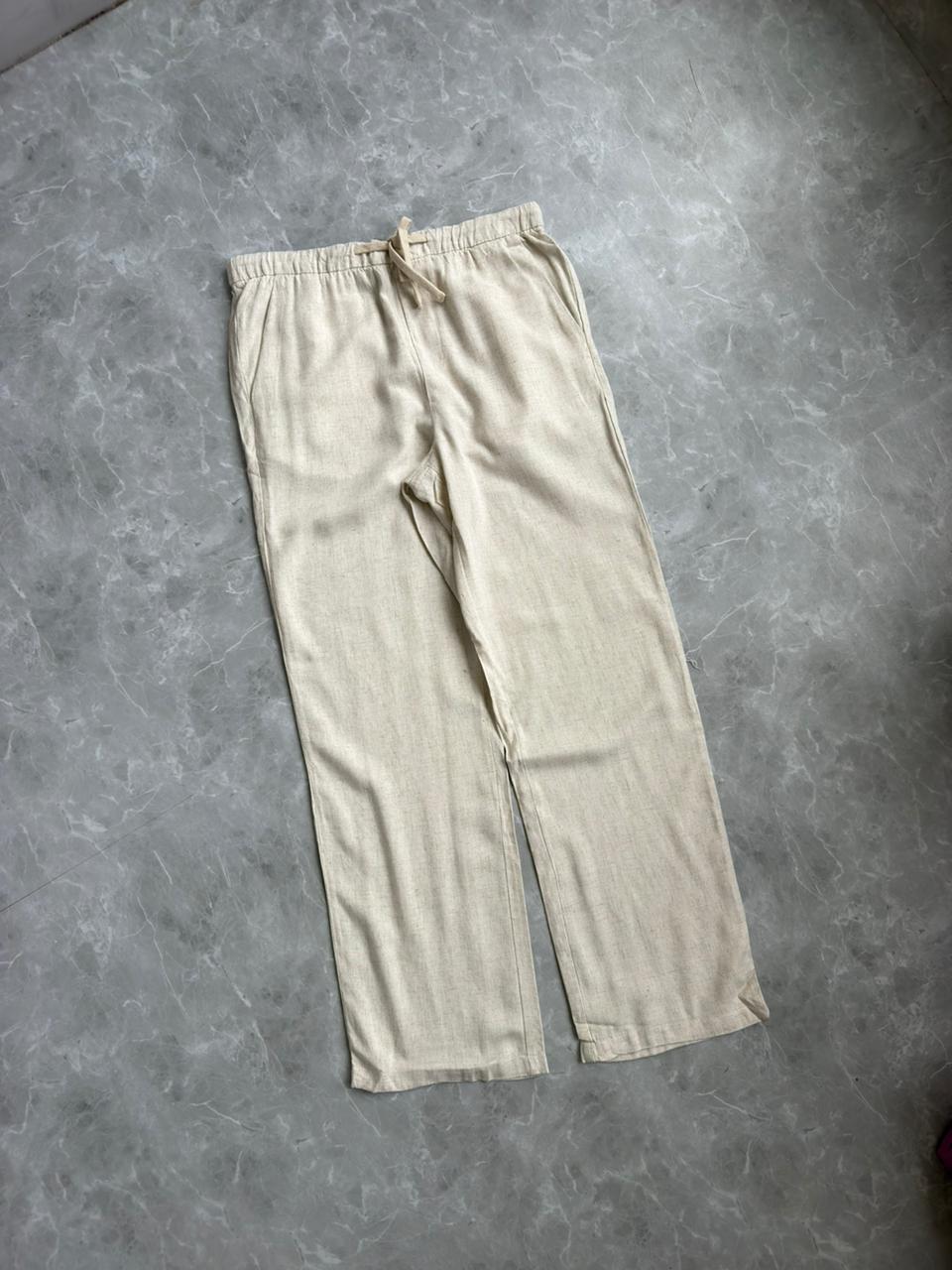 CREAM RELAX LINEN TROUSERS