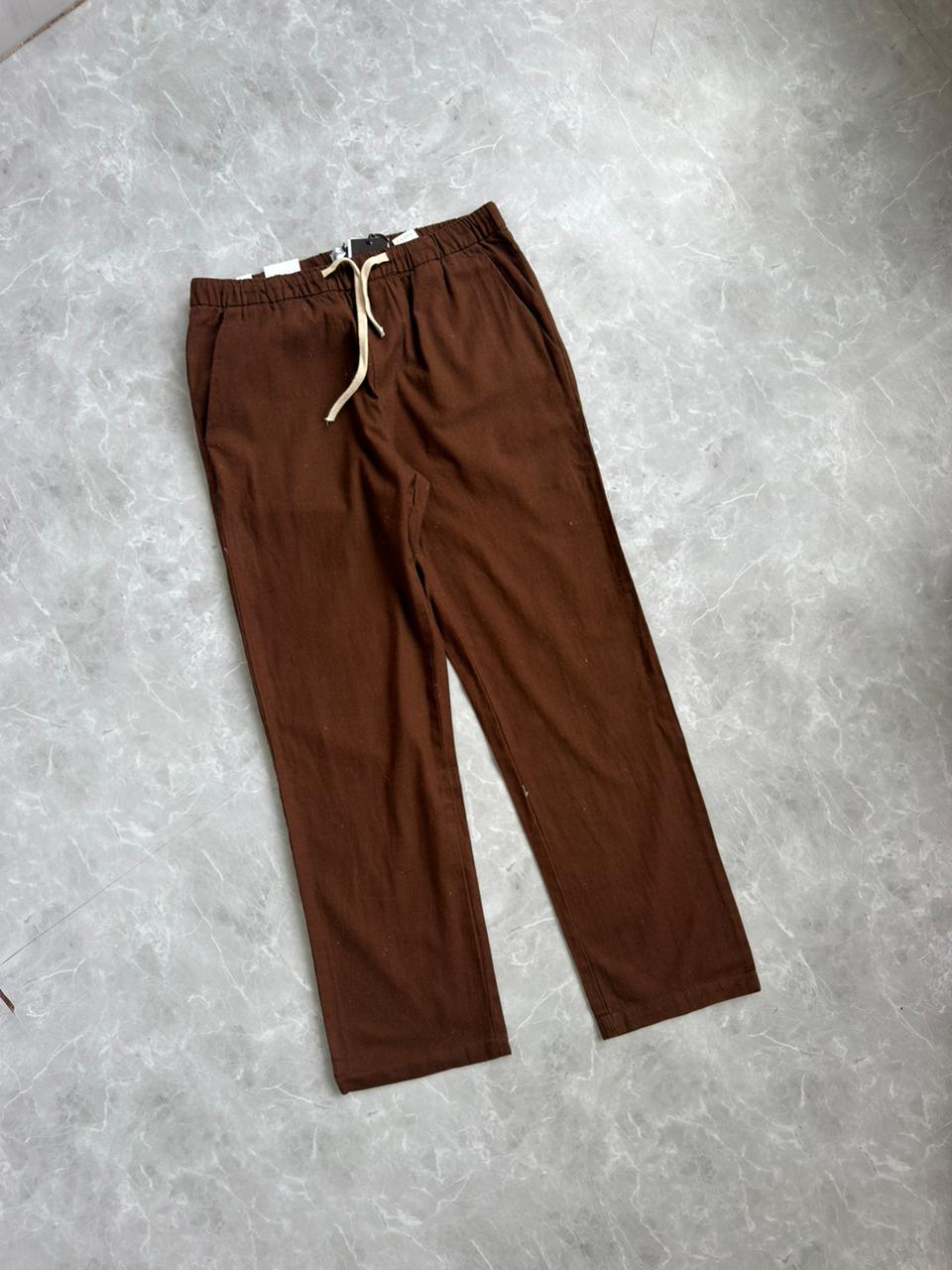 BROWN RELAX LINEN TROUSERS