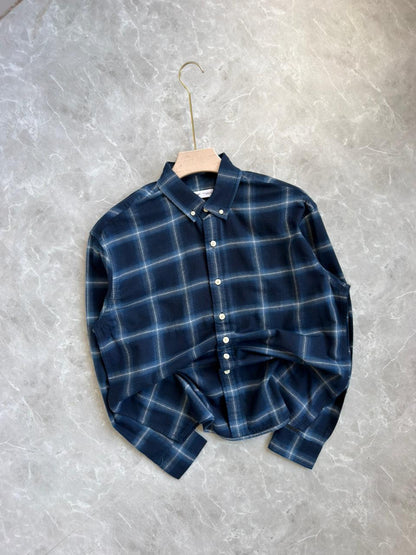 BLUE BRUSH COTTON FLANNEL CHECKED SHIRT