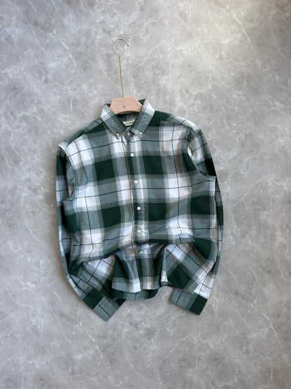 GREEN BRUSH COTTON FLANNEL CHECKED SHIRT