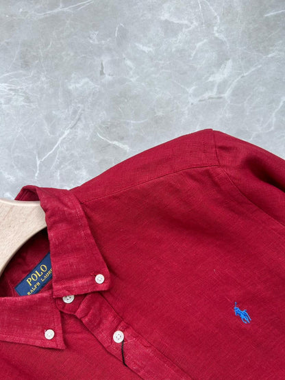 RED PURELINEN SHIRT