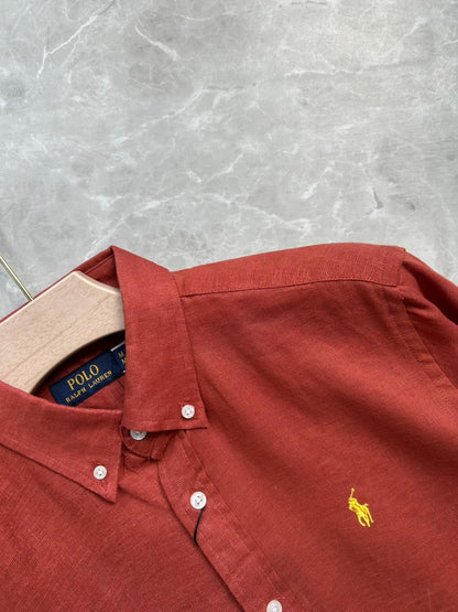 RUST BROWN PURE LINEN SHIRT