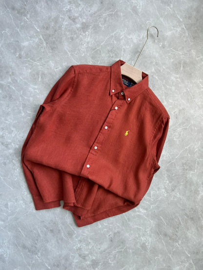 RUST BROWN PURE LINEN SHIRT