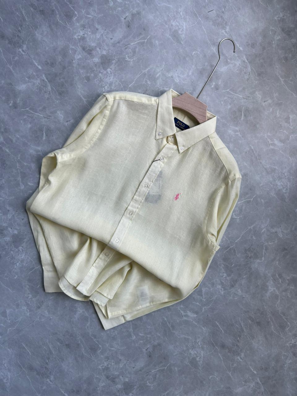 LEMON YELLOW PURE LINEN SHIRT