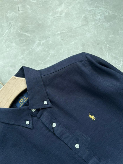 NAVY BLUE PURE LINEN  SHIRT
