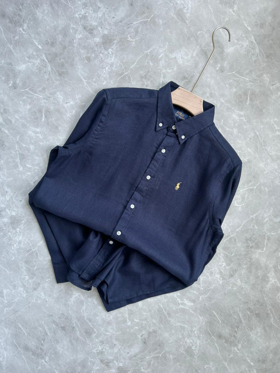 NAVY BLUE PURE LINEN  SHIRT