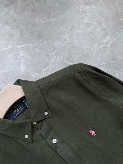 LIGHT GREEN PURE LINEN SHIRT