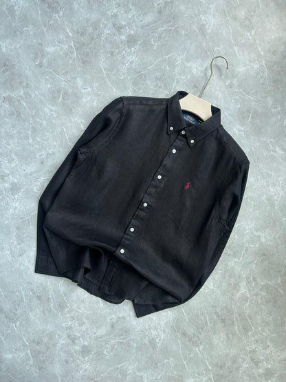BLACK PURE LINEN SHIRT