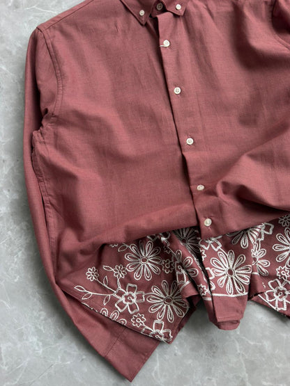 PINK LINEN EMBROIDRY SHIRT