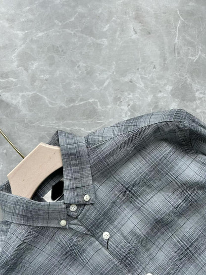 LIGHT GRAY FLANNEL CHECKED SHIRT