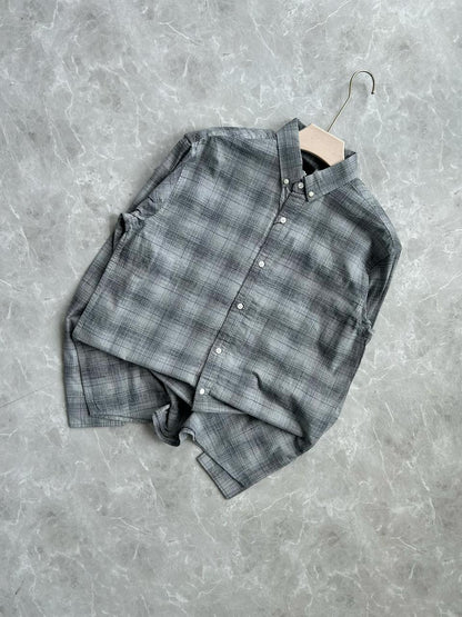 LIGHT GRAY FLANNEL CHECKED SHIRT