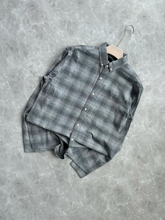 LIGHT GRAY FLANNEL CHECKED SHIRT