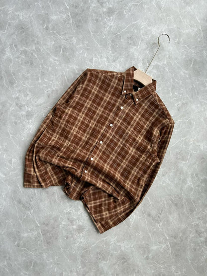 BROWN FLANNEL CHECKED SHIRT