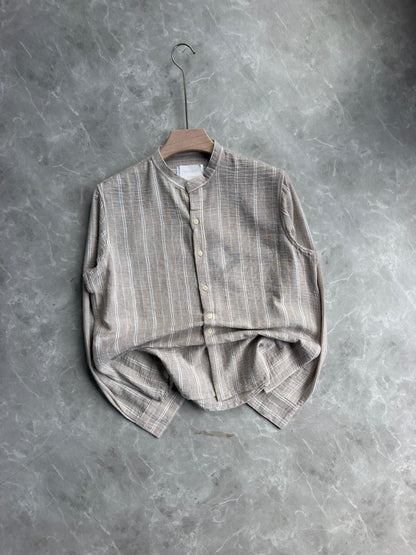 SANDAL STRIPES MANDRIAN COLLAR SHIRT