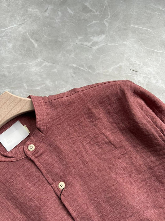 MAUVE PINK CRUSHED MANDRIAN COLLAR SHIRT