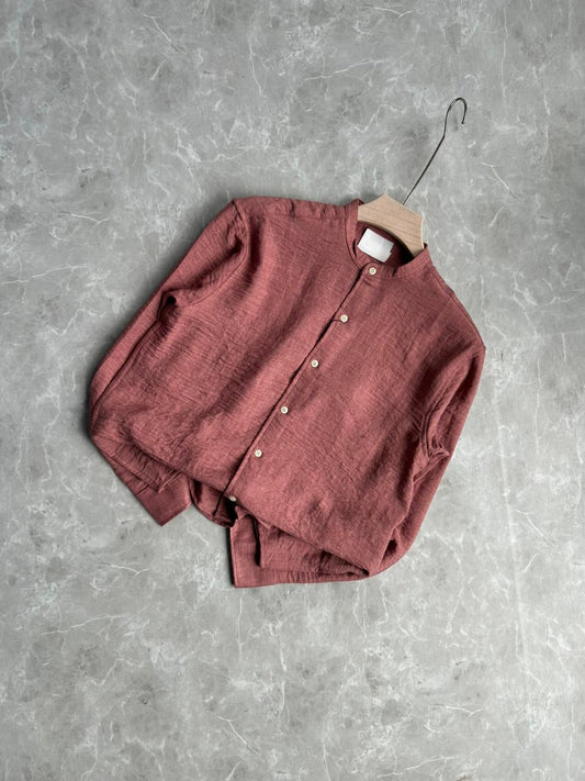 MAUVE PINK CRUSHED MANDRIAN COLLAR SHIRT