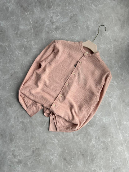PINK CRUSHED MANDRIAN COLLAR SHIRT