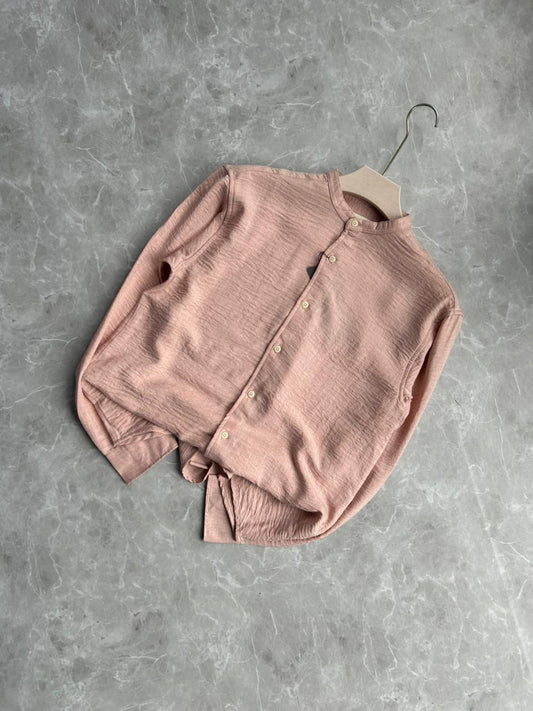 PINK CRUSHED MANDRIAN COLLAR SHIRT