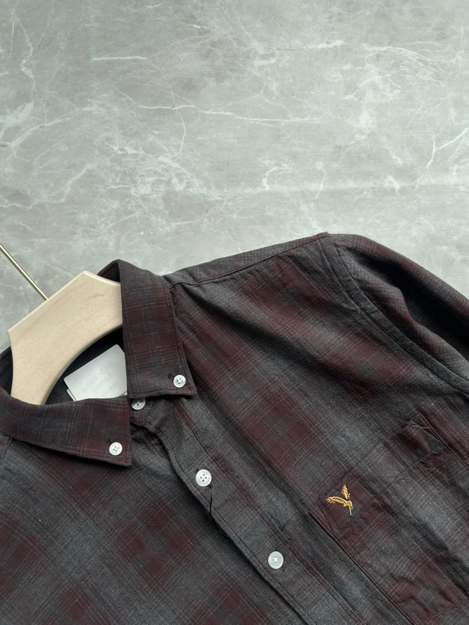 DARK MEROON FLANNEL CHECKED SHIRT