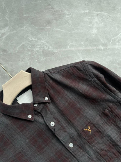 DARK MEROON FLANNEL CHECKED SHIRT