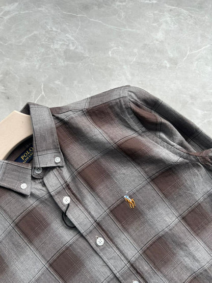 GRAY FLANNEL CHECKED SHIRT