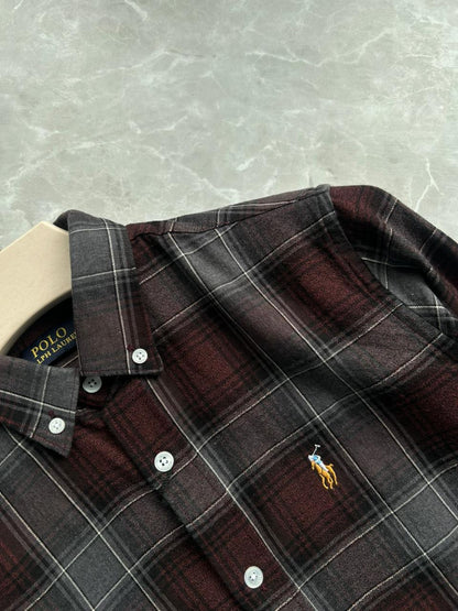 BROWN FLANNEL CHECKED SHIRT
