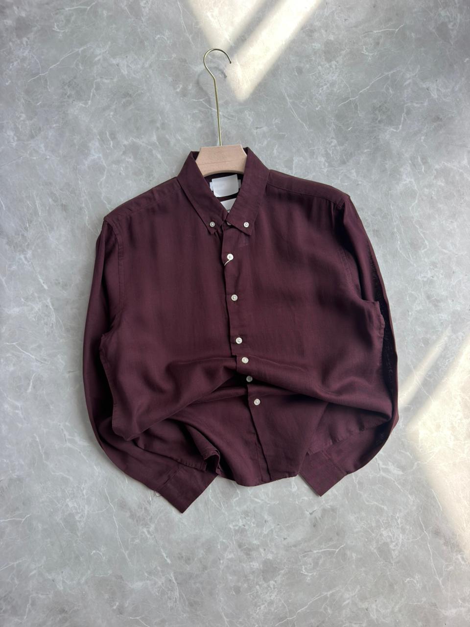 WINE LINEN SHIRT