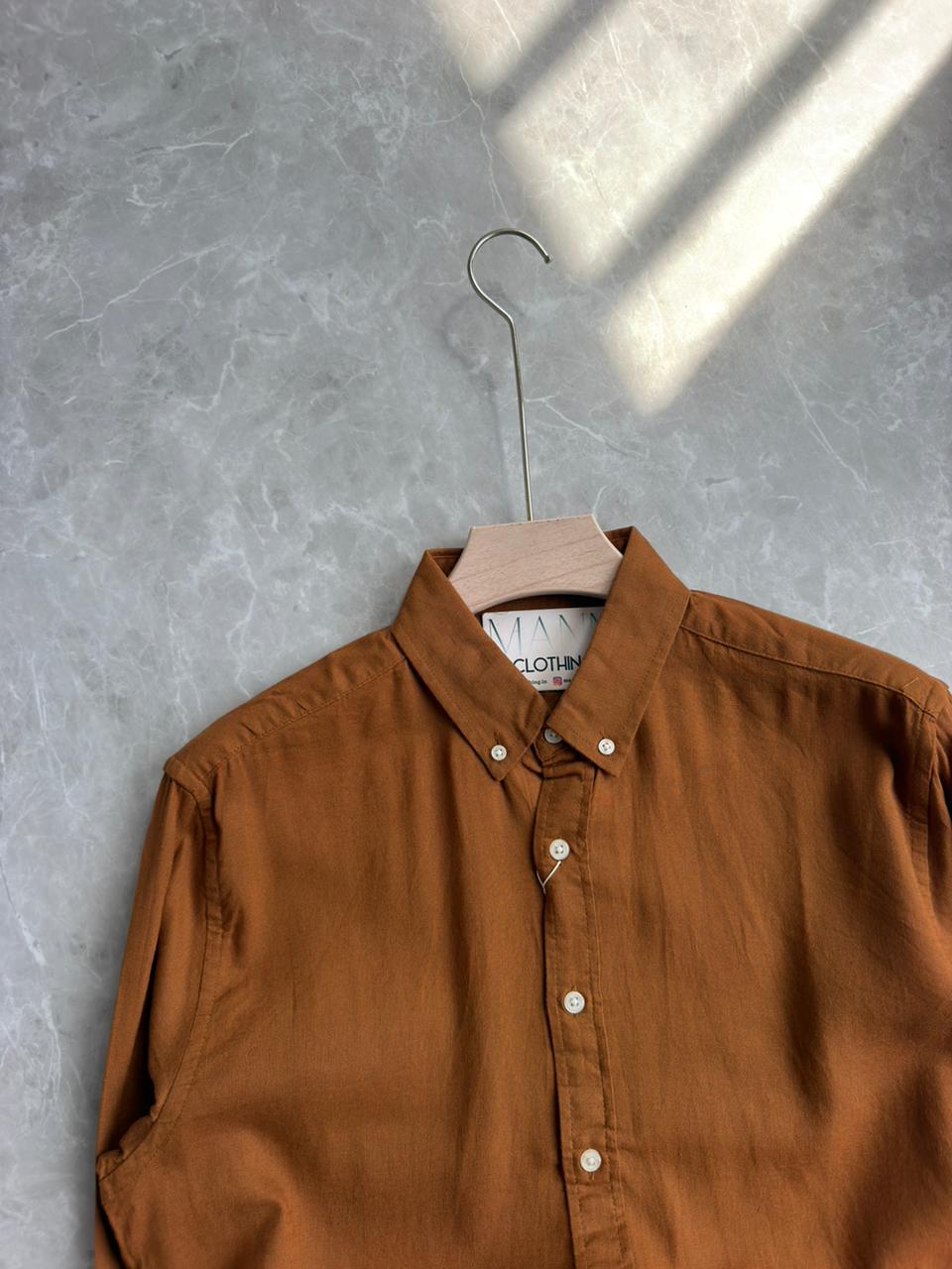 RUST ORANGE LINEN SHIRT