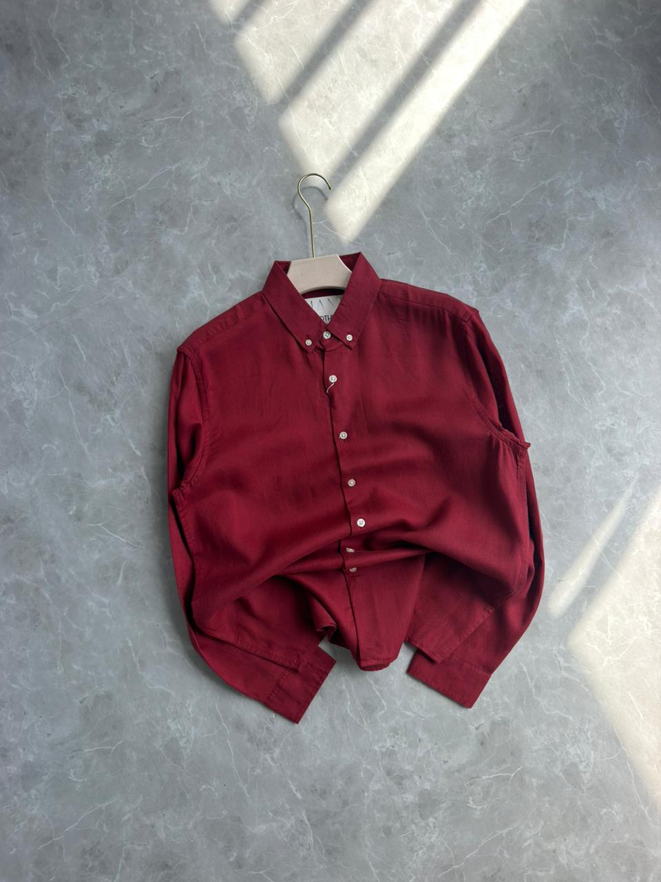 RED LINEN SHIRT