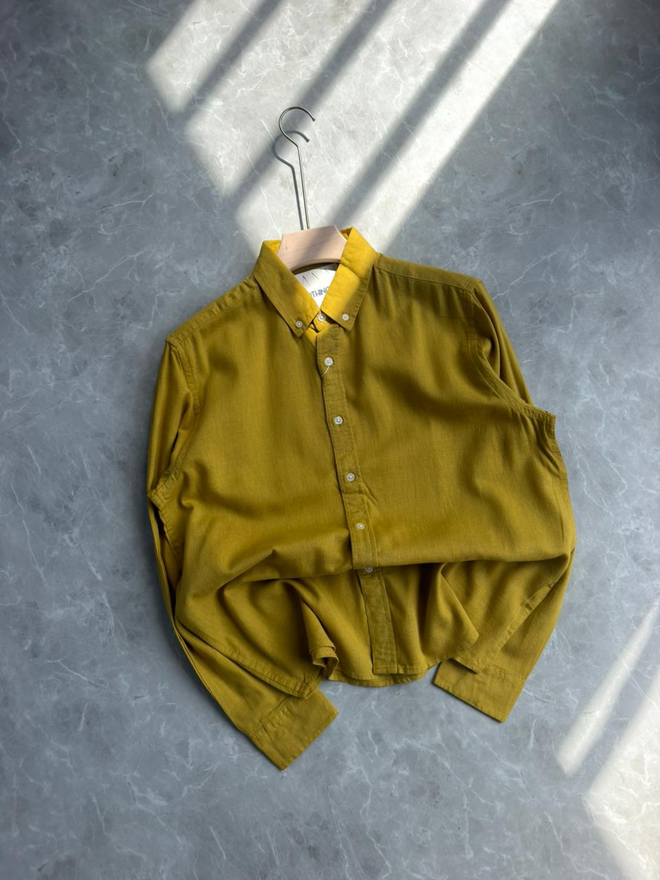 MUSTARD GREEN LINEN SHIRT