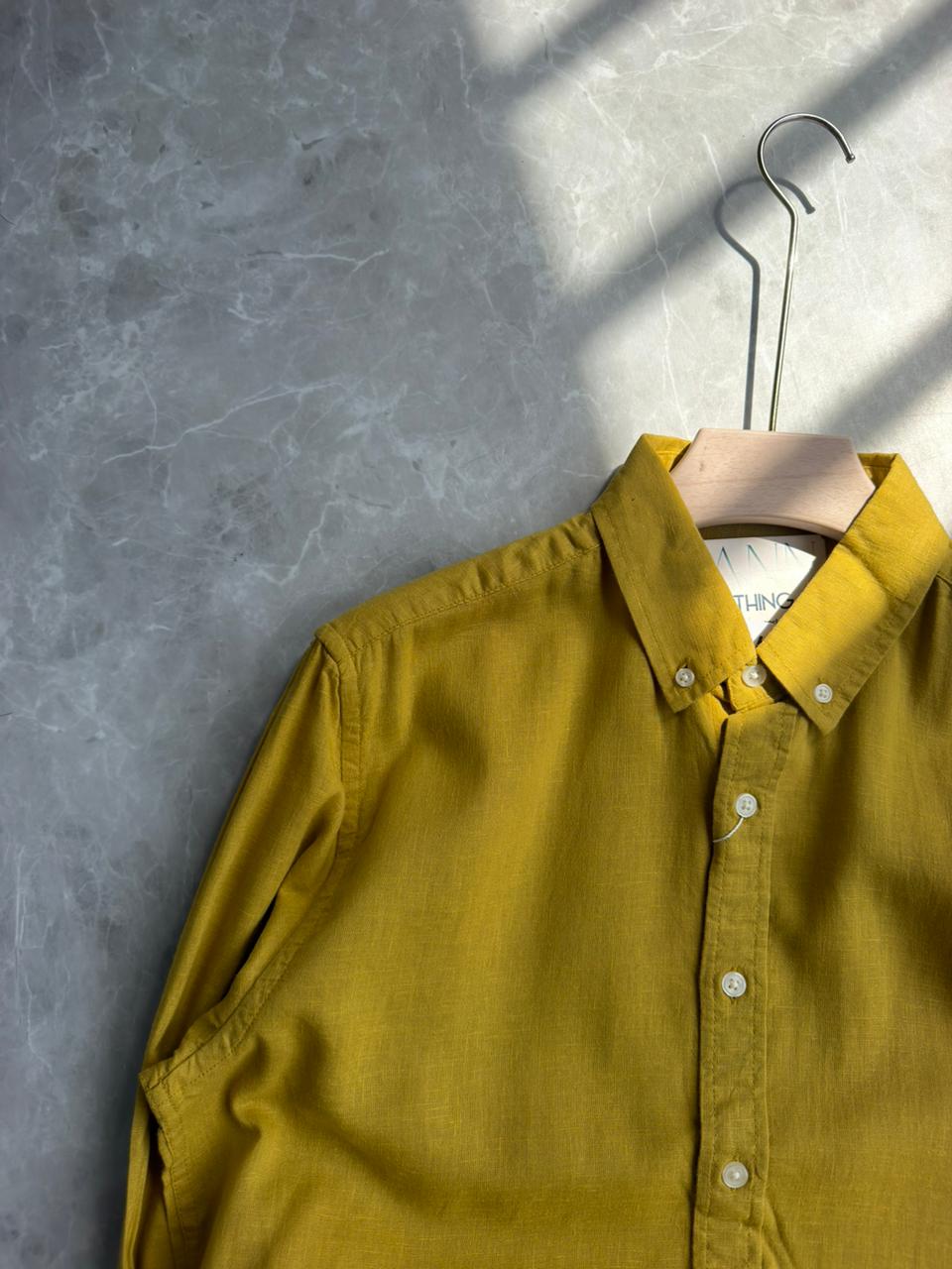 MUSTARD GREEN LINEN SHIRT