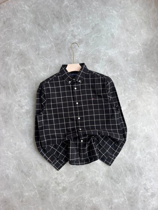 BLACK FLANNEL CHECKED SHIRT