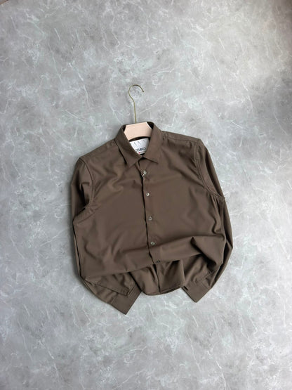 TOBACCO BROWN SATIN SHIRT