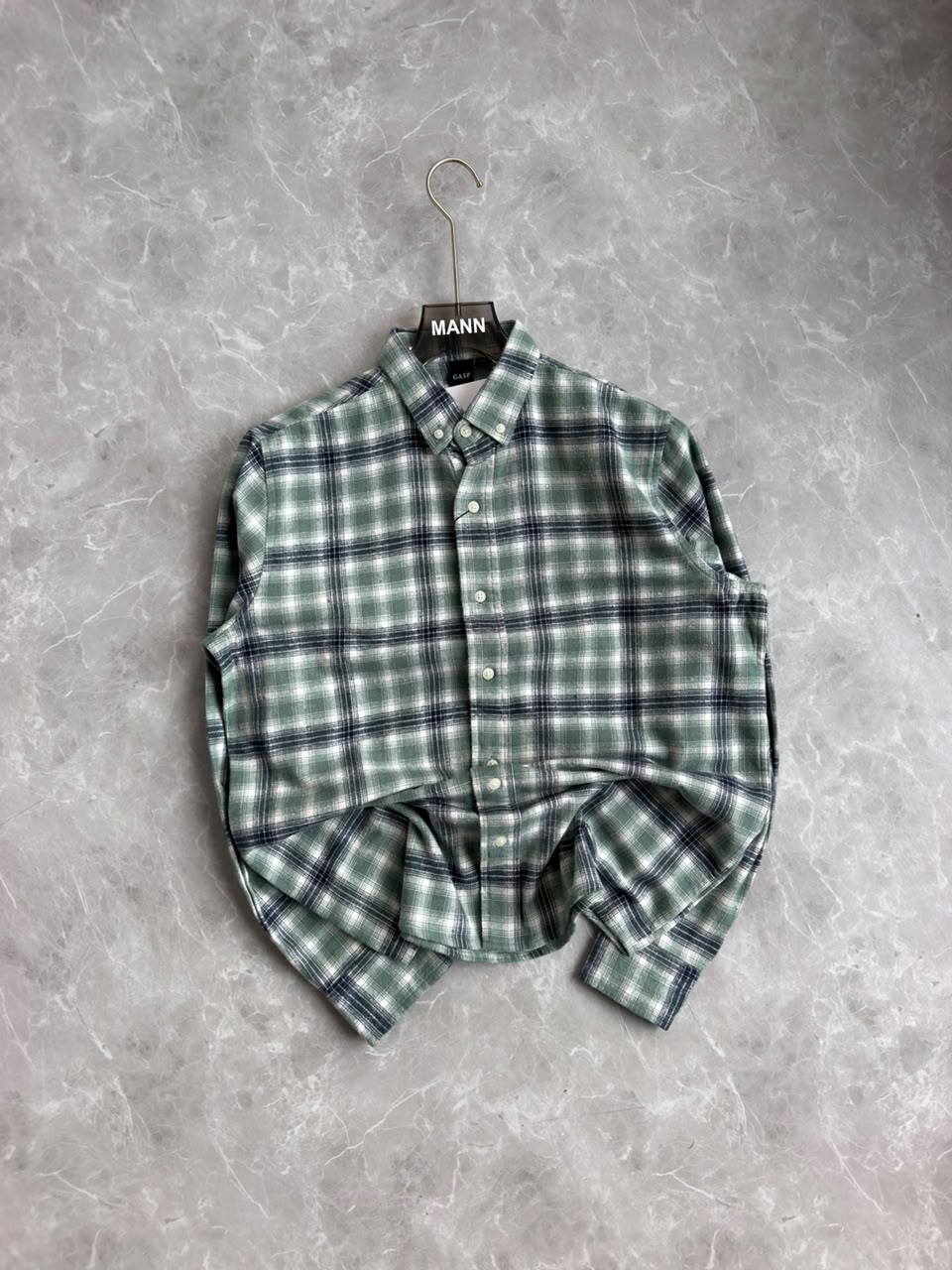 GREEN BRUSH COTTON FLANNEL CHECKED SHIRT