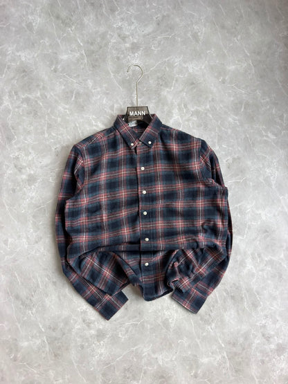 BLUE IMPORTED BRUSH COTTON FLANNEL CHECKED SHIRT