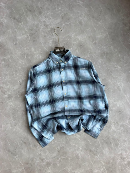 BLUE IMPORTED BRUSH COTTON FLANNEL CHECKED SHIRT