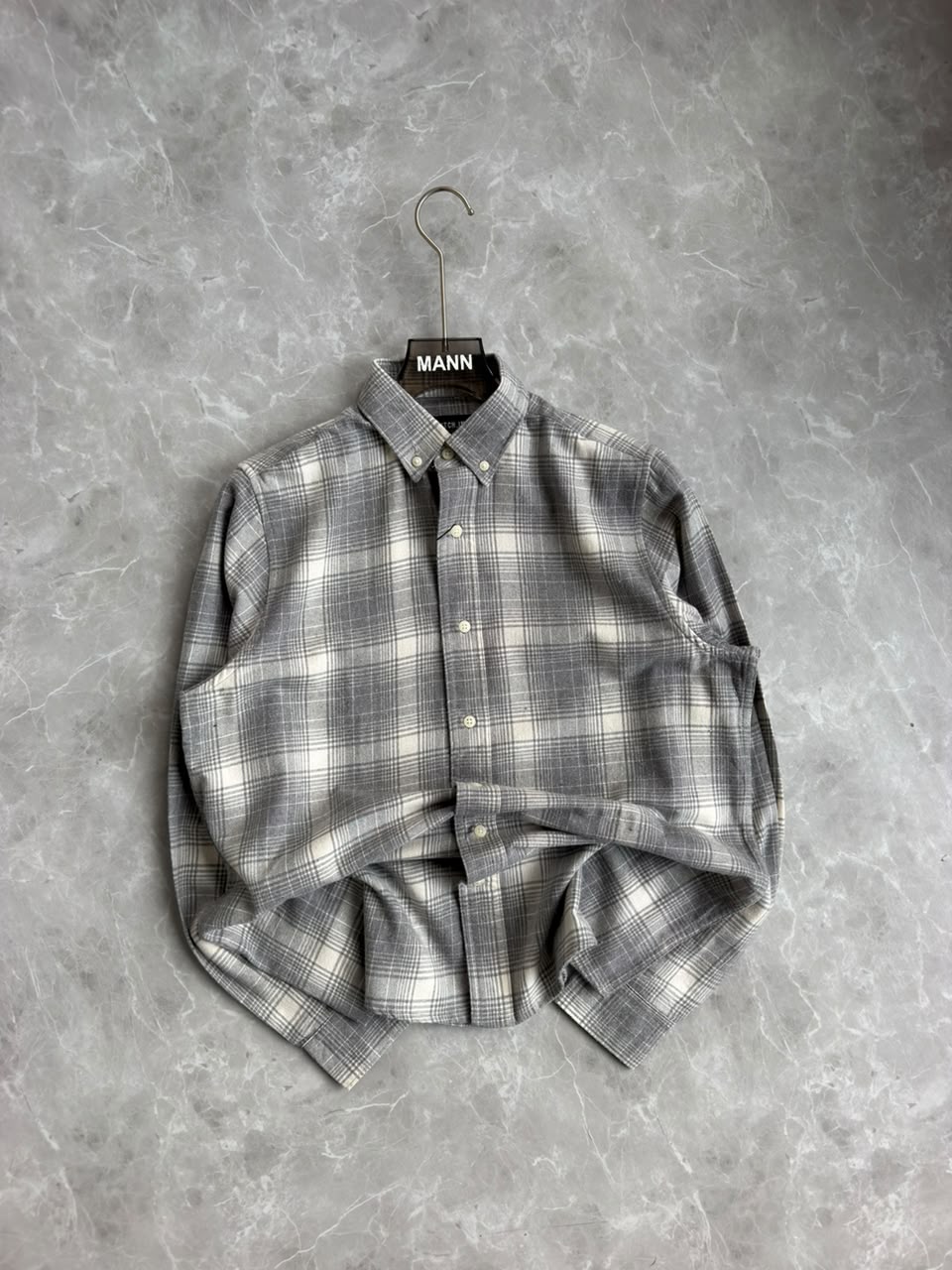 LIGHT GRAY IMPORTED BRUSHCOTTON FLANNEL CHECKED SHIRT
