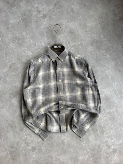 LIGHT GRAY IMPORTED BRUSHCOTTON FLANNEL CHECKED SHIRT
