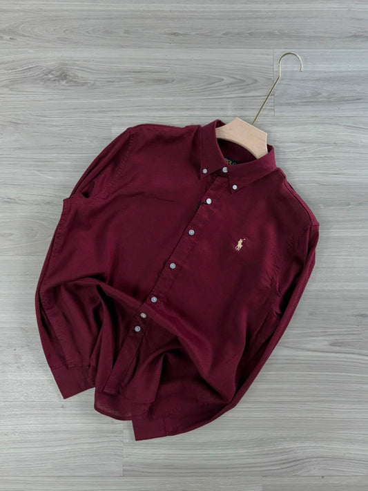 MEROON LINEN SHIRT