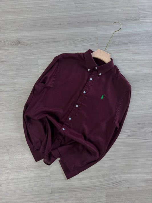 WINE LINEN SHIRT