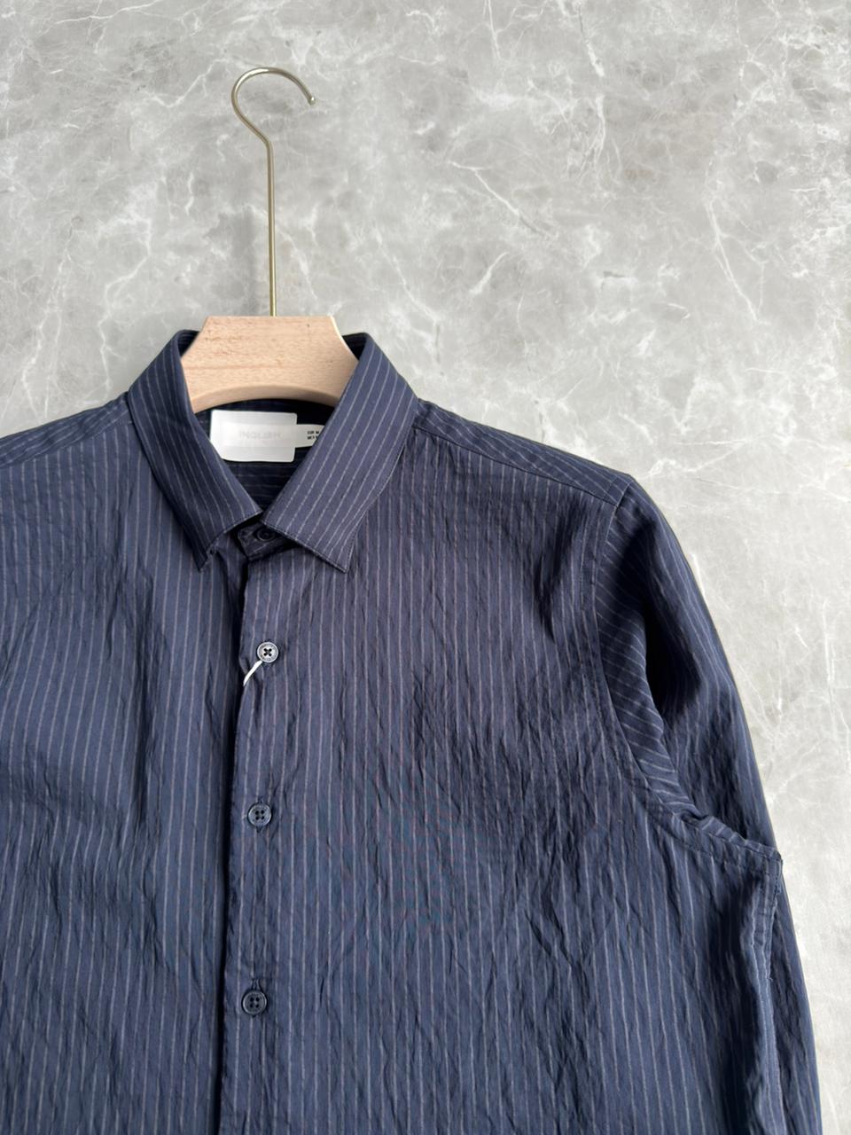 NAVYBLUE IMPORTED CRUSHED STRIPE SHIRT