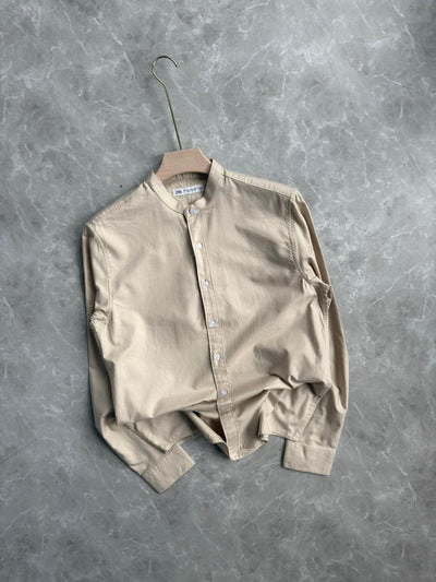 BEIGE  MANDRAIN COLLAR SHIRT