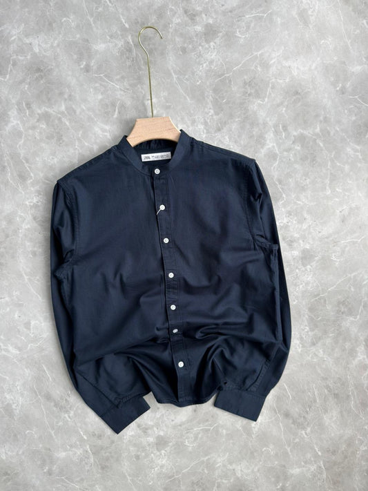 NAVYBLUE MANDRAIN COLLAR SHIRT