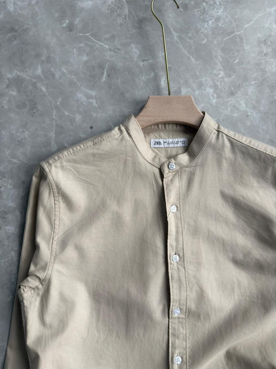 LIGHTBEIGE MANDRAIN COLLAR SHIRT