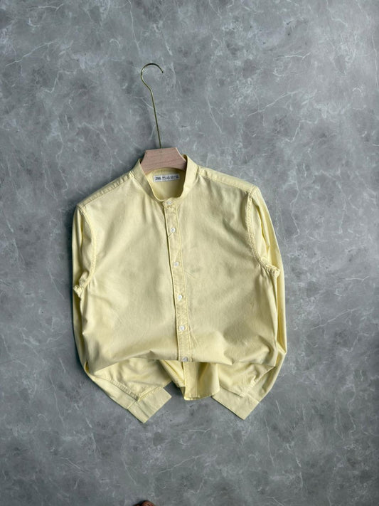 YELLOW MANDRAIN COLLAR SHIRT