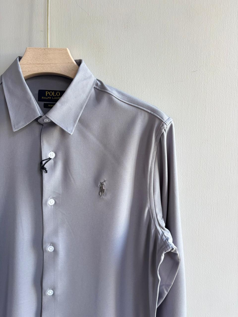LIGHT GRAY IMPORTED SATIN SHIRT