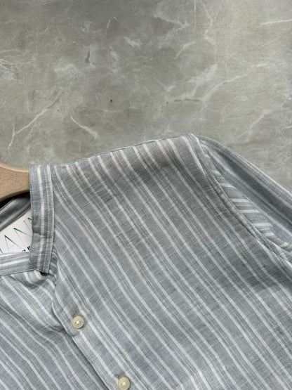 IMPORTED CRUSSHED MANDRIAN COLLAR SHIRT